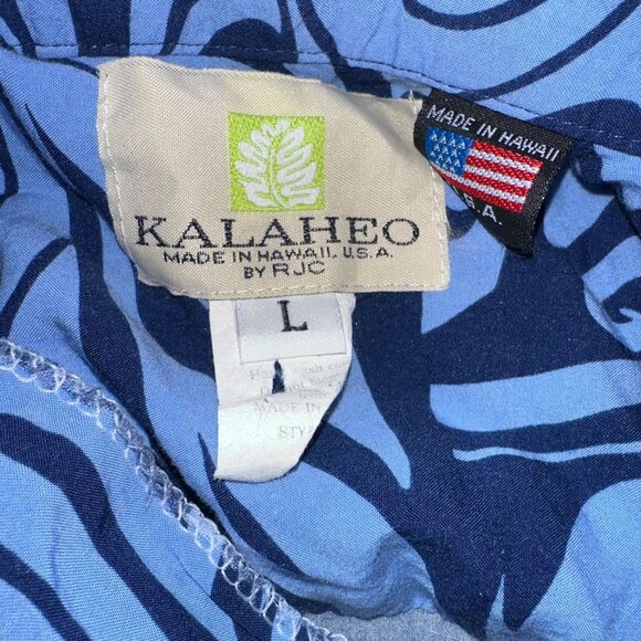 Kalaheo RJC Blue Hawaiian Shirt Mens L Abstract Button Front Beach Vacation - Picture 9 of 10